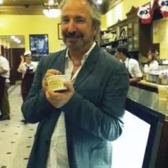 Alan Rickman pictured finishing ice cream in the shop