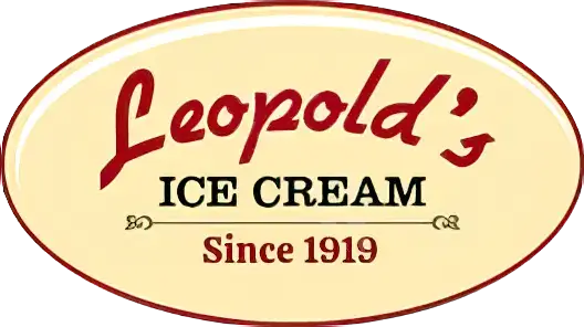 Leopolds-Logo, oval shape. Curved stylized text: Leopolds, below is date of founding: 1919